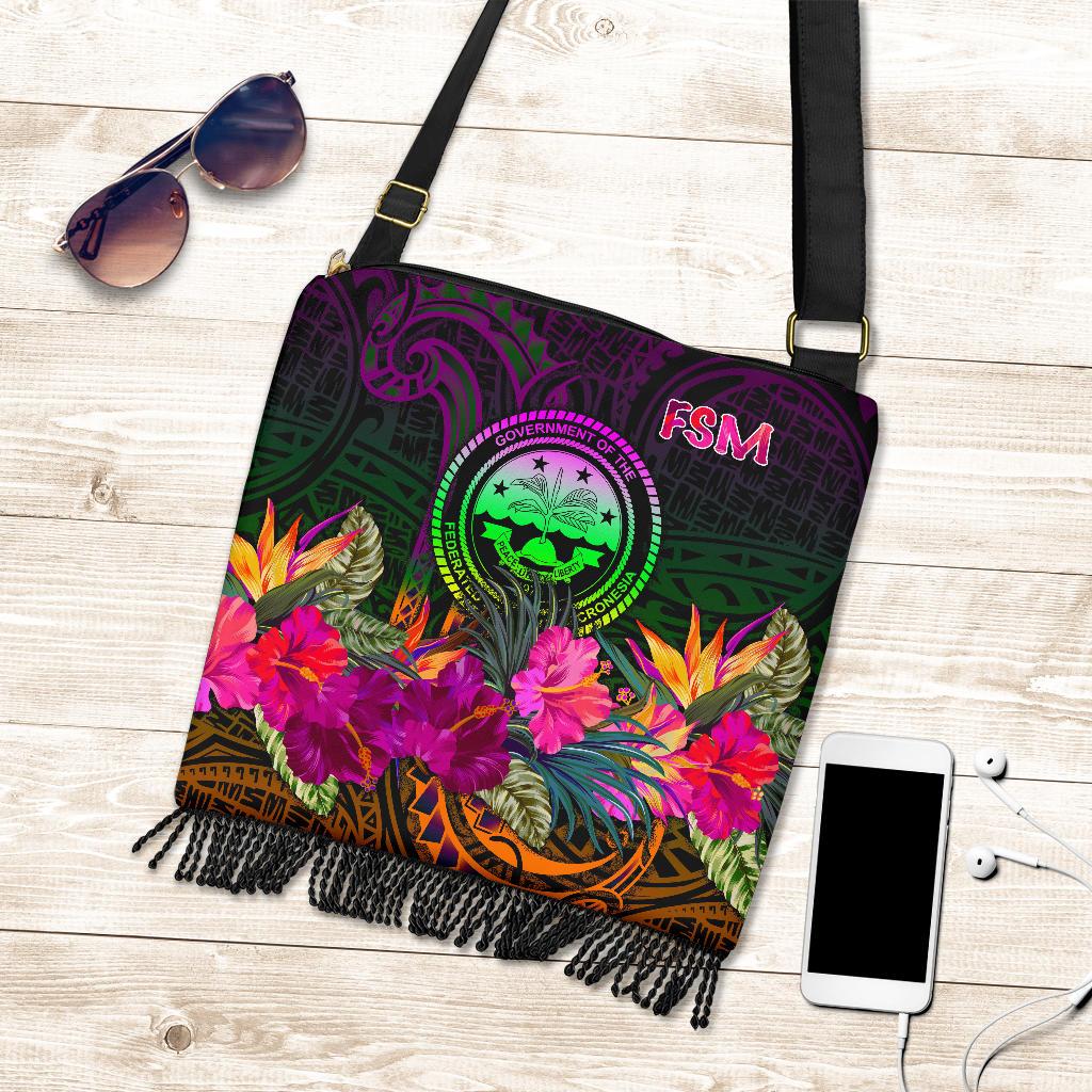 Federated States of Micronesia Crossbody Boho Handbag - Summer Hibiscus One Style One Size Reggae - Polynesian Pride