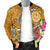 Tahiti Custom Personalised Men's Bomber Jacket - Turtle Plumeria (Gold) - Polynesian Pride