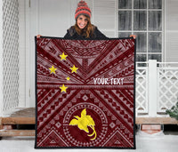 Papua New Guinea Personalised Premium Quilt - Flag With Polynesian Patterns (Red) - Polynesian Pride