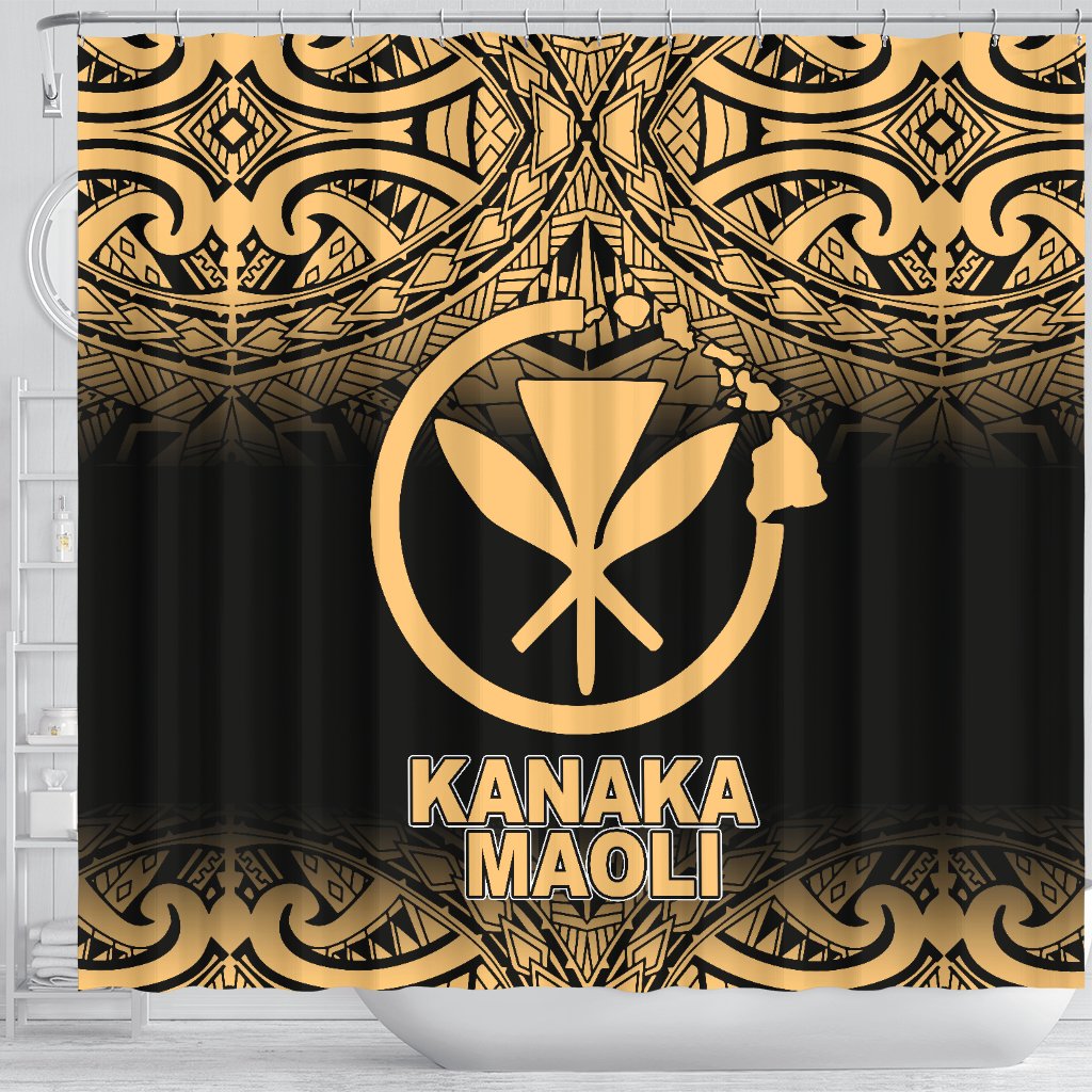 Kanaka Maoli Shower Curtain - Yellow Fog Style - Polynesian Pride