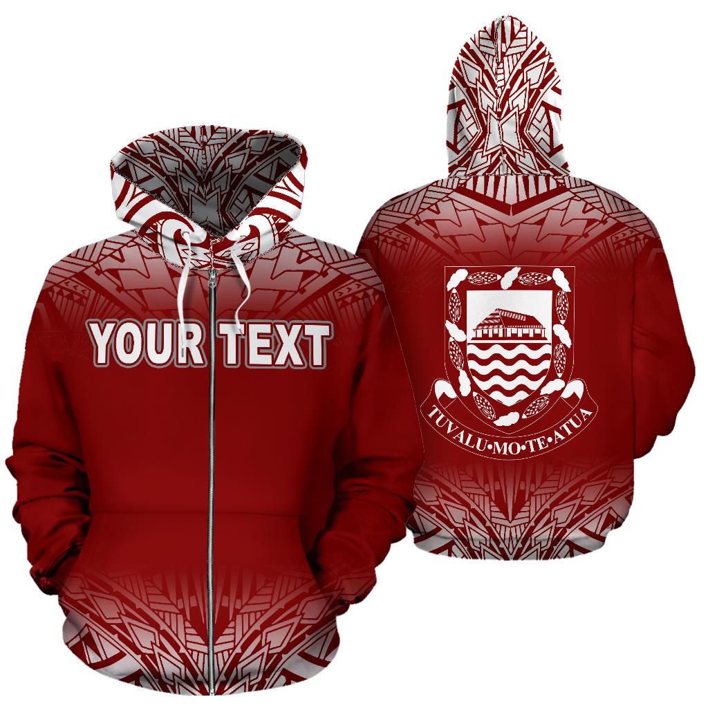 Tuvalu Polynesian Custom Zip up Hoodie Fog Red Unisex Red - Polynesian Pride