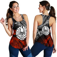 Tahiti Polynesian Personalised Women's Racerback Tank - Vintage Polynesian Turtle - Polynesian Pride