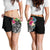 Kosrae Polynesian Women's Shorts - Summer Plumeria (Black) - Polynesian Pride