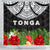 Tonga Shower Curtain - Ginger Lei Pattern 177 x 172 (cm) Black - Polynesian Pride