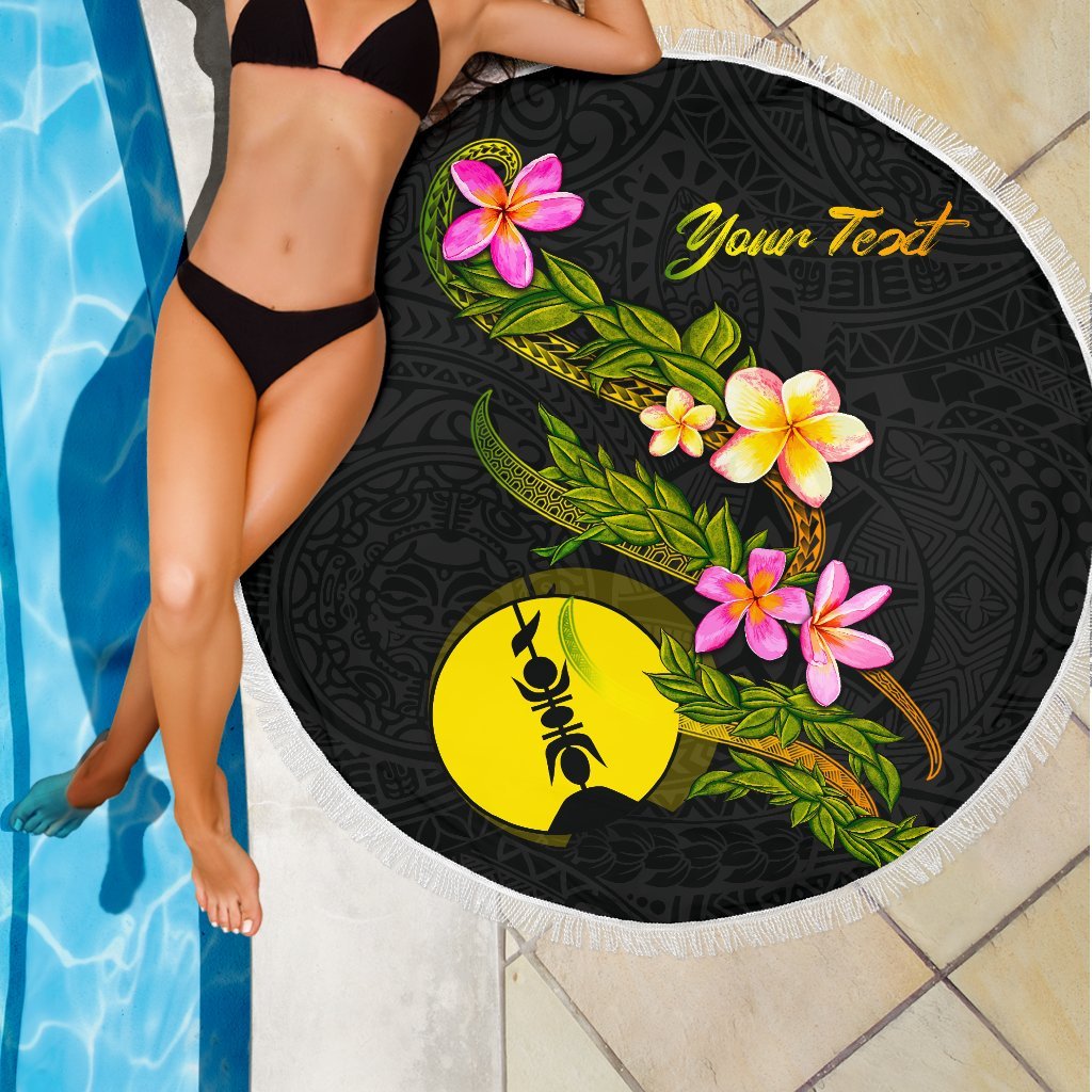 New Caledonia Custom Personalised Beach Blanket - Plumeria Tribal - Polynesian Pride