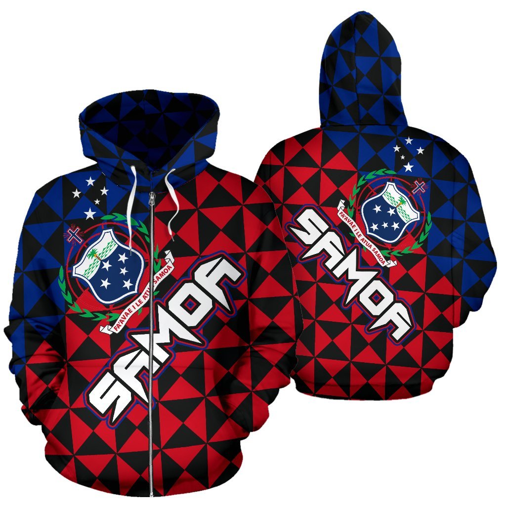 Samoa Polynesian Zip up Hoodie Samoa Coat of Arms New Style Unisex Black - Polynesian Pride