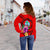 Guam Polynesian Custom Personalised Women's Off Shoulder Sweater - Floral With Seal Red - Polynesian Pride