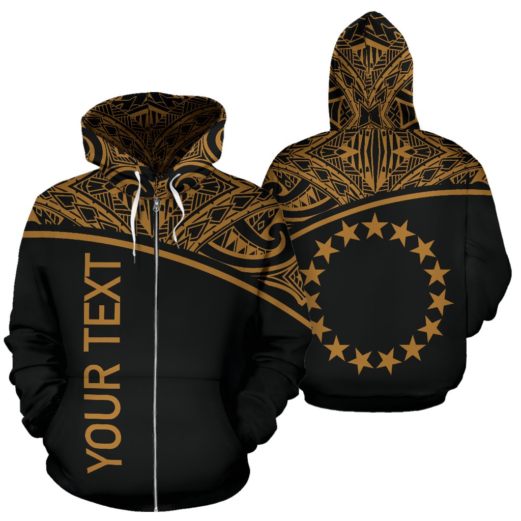 Cook Islands Polynesian Custom Zip up Hoodie Curve Gold Unisex Gold - Polynesian Pride