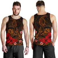 Polynesian Hawaii Men's Tank Top - Humpback Whale with Hibiscus (Golden) - Polynesian Pride