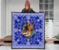 Hawaii Polynesian Premium Quilt - Hawaiian Dancing Girl Blue - Polynesian Pride