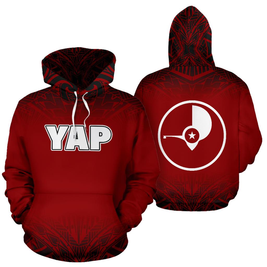 Yap All Over Hoodie Red Fog Style Unisex Red - Polynesian Pride