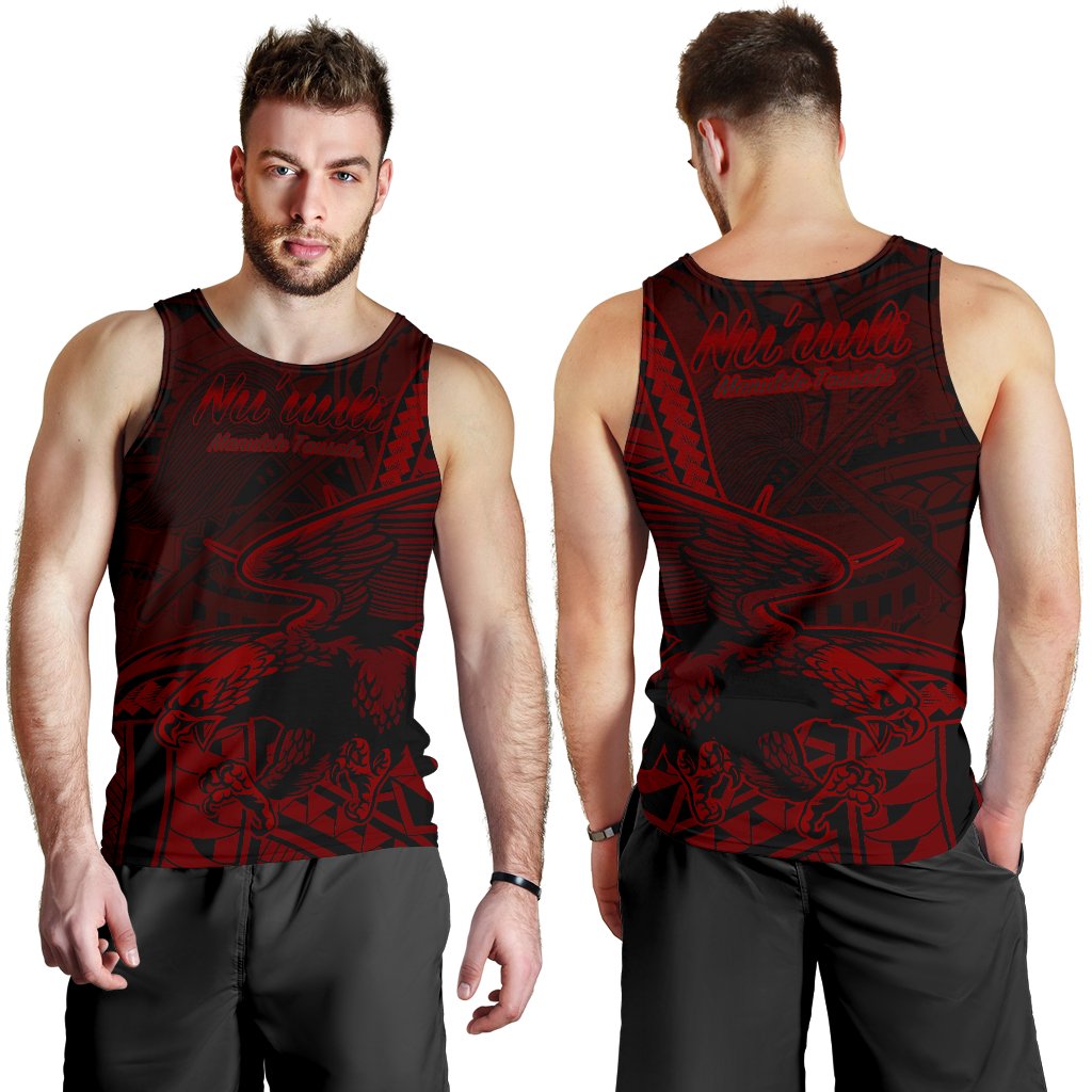 American Samoa Men's Tank Top - Nu'uuli Red Polynesian Patterns Black - Polynesian Pride