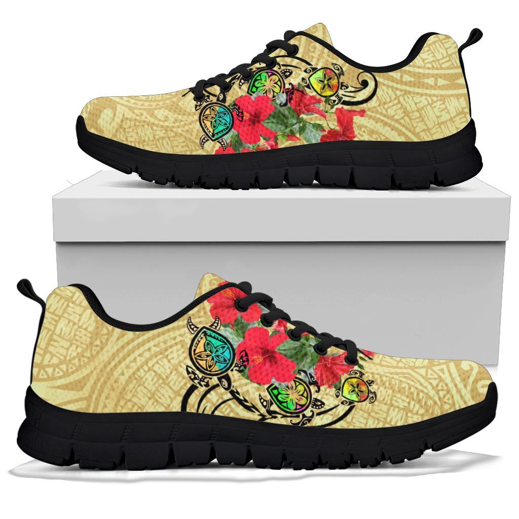 Hawaiian Marble Turtles Hibiscus Sneakers - Polynesian Pride