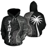 Tahiti Polynesian Hoodie Coconut Tree Black Unisex Black - Polynesian Pride