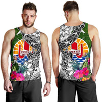 Tahiti Custom Personalised Men's Tank Top White - Turtle Plumeria Banana Leaf - Polynesian Pride