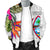 Guam Men's Bomber Jacket Polynesian Hibiscus White Pattern - Polynesian Pride