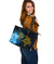 Hawaii Large Leather Tote - Turtle Hibiscus Pattern Hawaiian Large Leather Tote - Blue - Polynesian Pride