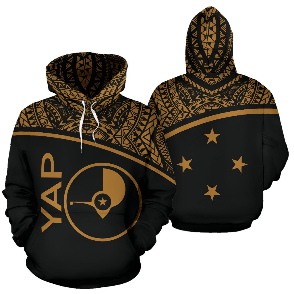 Yap All Over Hoodie Micronesia Curve Gold Style Unisex Gold - Polynesian Pride