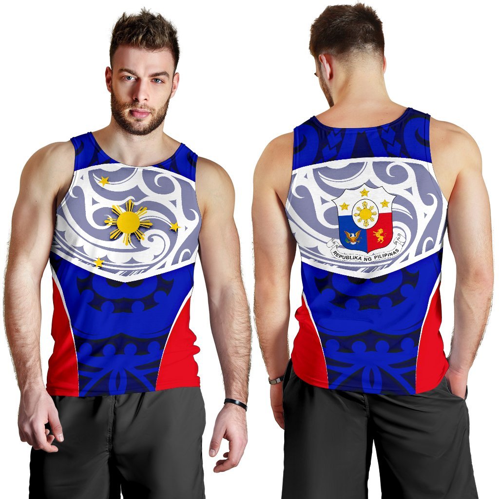 Philippines Men Tank Top - Polynesian Sport Style Blue - Polynesian Pride