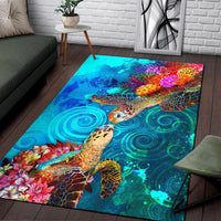 Tonga Area Rug - Sea Turtle Coral Treasure - Polynesian Pride