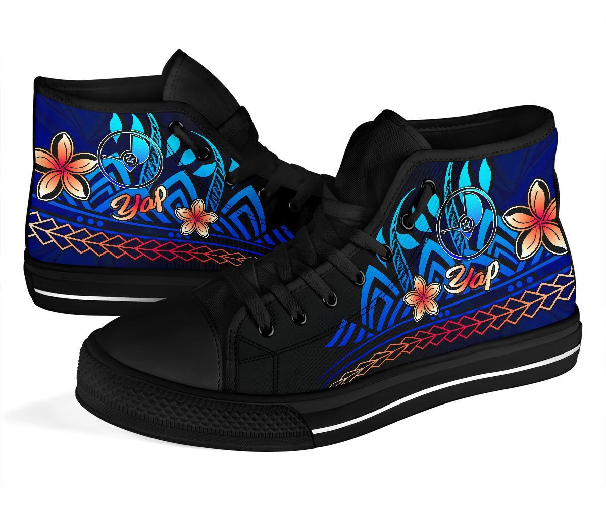 Yap High Top Shoes Blue - Vintage Tribal Mountain - Polynesian Pride