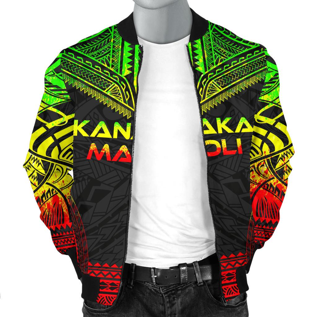 Kanaka Maoli Polynesian Chief Men's Bomber Jacket - Reggae Version - Polynesian Pride