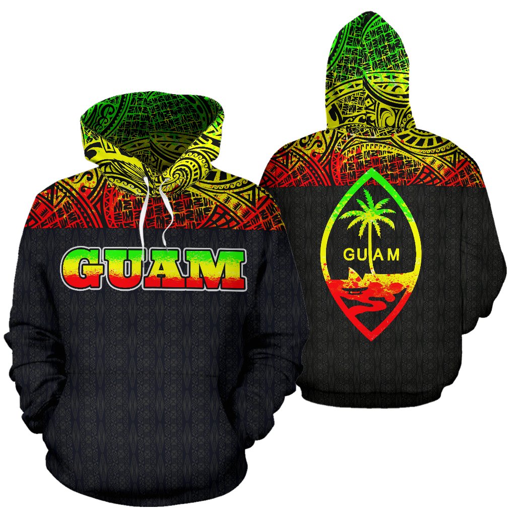 Guam All Over Hoodie Micronesia Reggae Style Unisex Reggae - Polynesian Pride