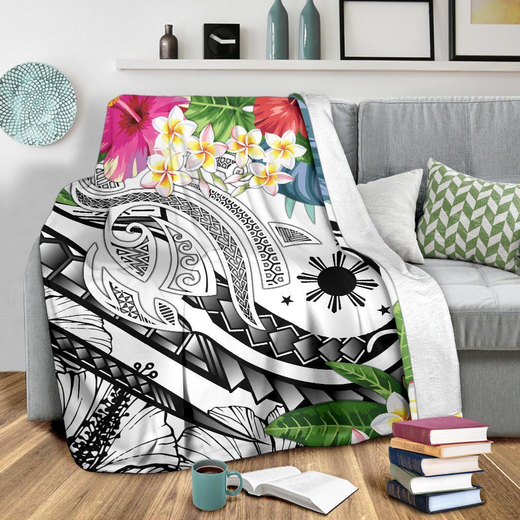 The Philippines Premium Blanket - Summer Plumeria (White) - Polynesian Pride