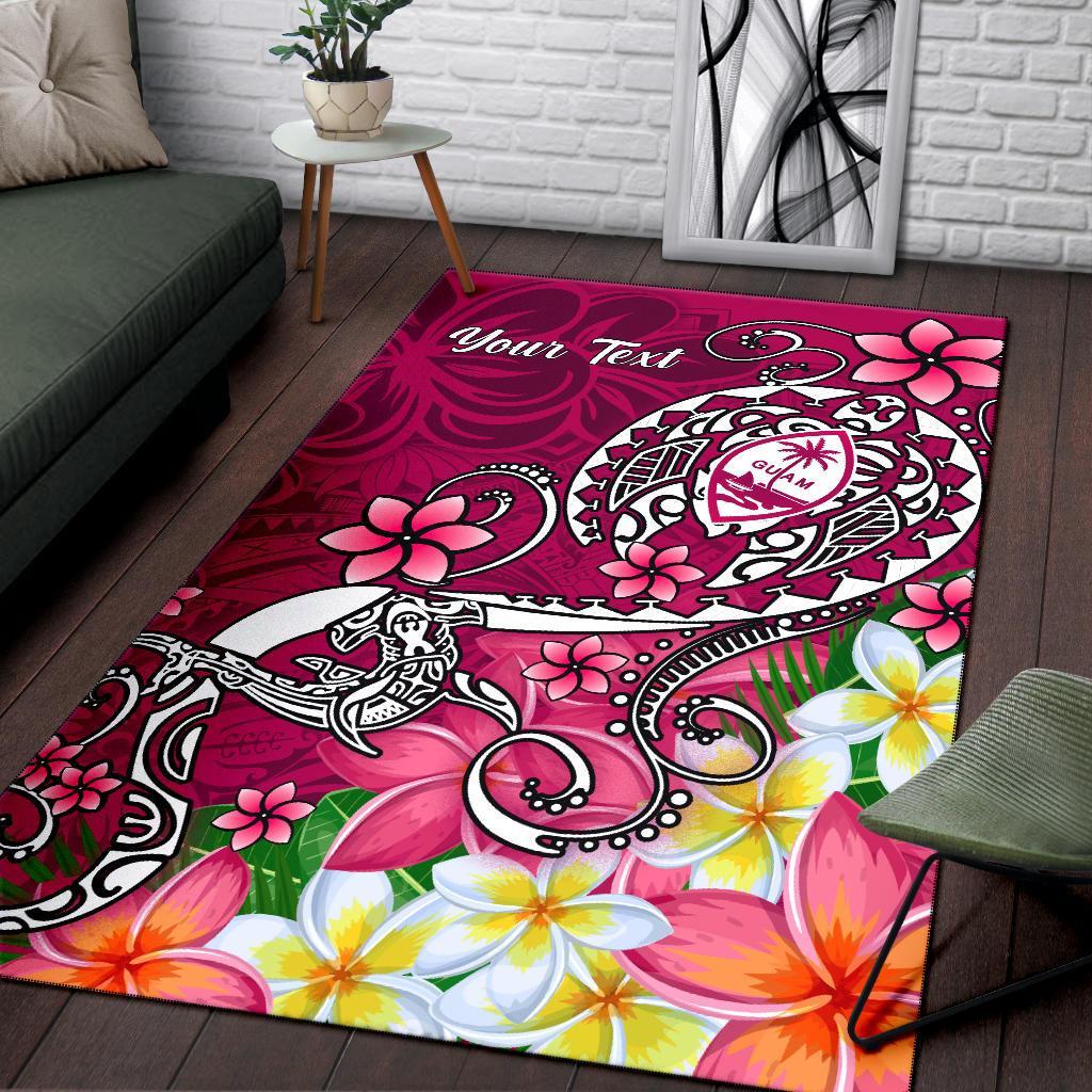 Guam Custom Personalised Area Rug - Turtle Plumeria (Pink) Pink - Polynesian Pride