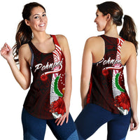 Pohnpei Micronesia Women's Racerback Tank - Coat Of Arm With Hibiscus Red - Polynesian Pride