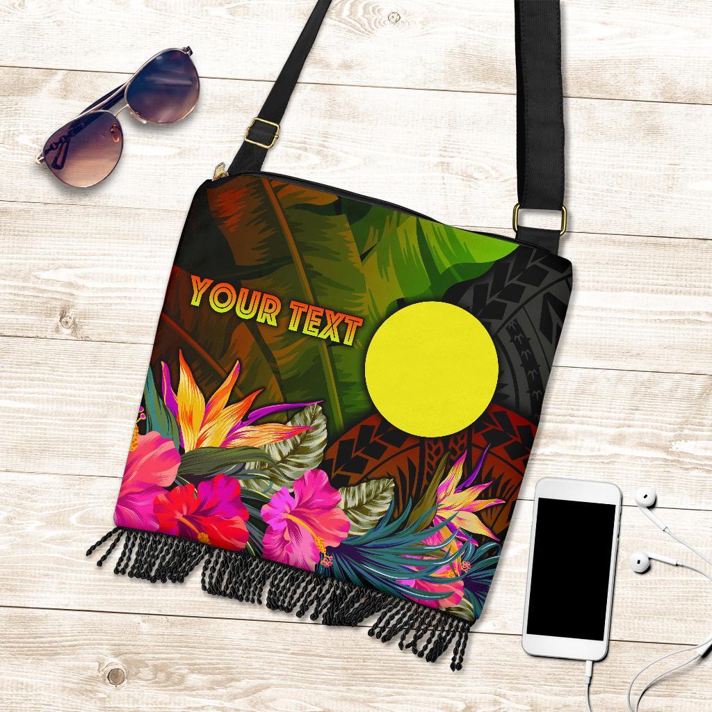 Palau Polynesian Personalised Crossbody Boho Handbag - Hibiscus and Banana Leaves One Style One Size Reggae - Polynesian Pride