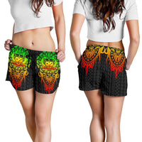 Samoa Polynesian All Over Print Women's Shorts - Tattoo Pattern With Seal - Polynesian Pride