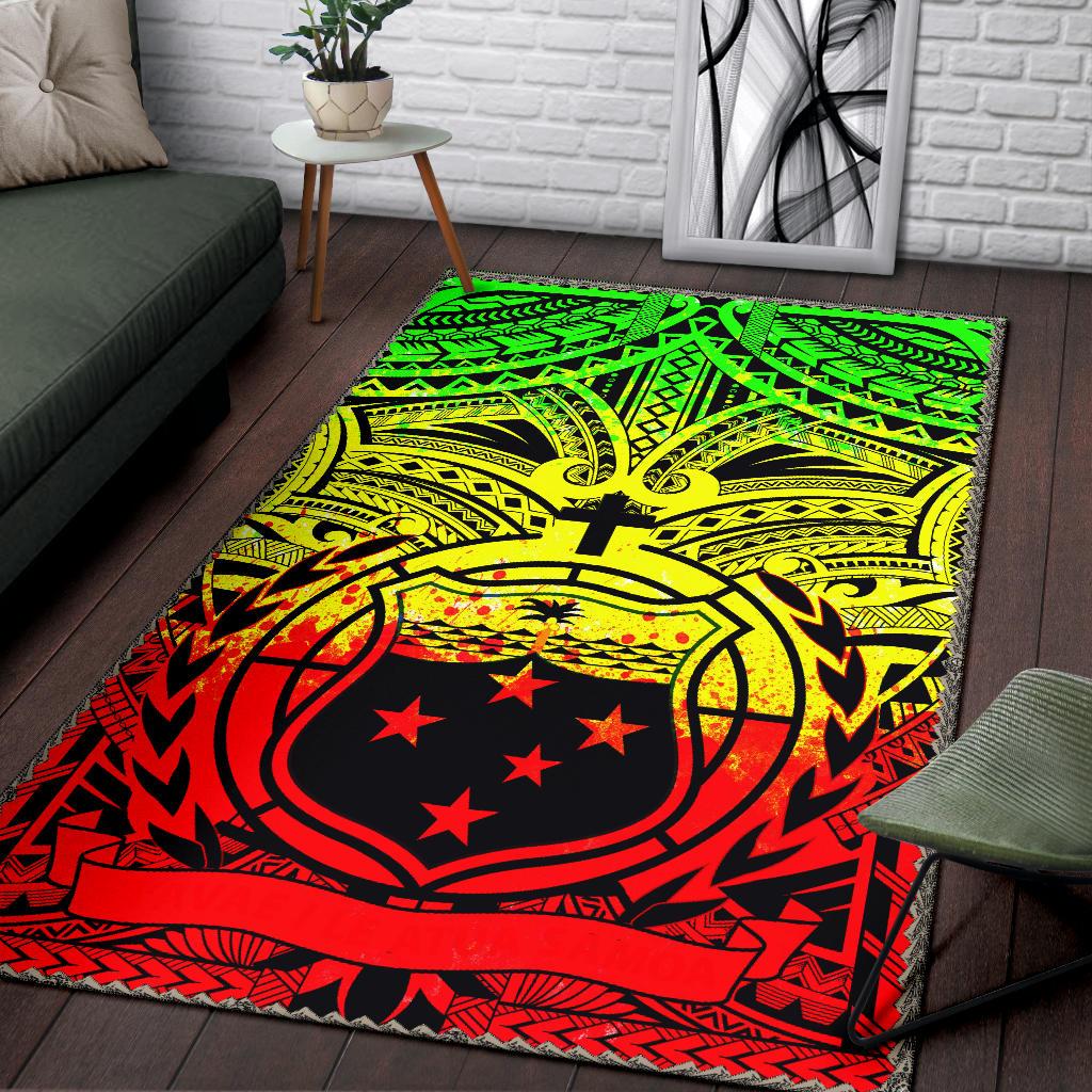 Samoa Area Rug, Samoa Coat Of Arm - Polynesian Tattoo Reggae Red - Polynesian Pride