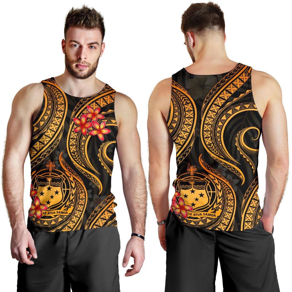 Samoa Polynesian Men Tank Top - Gold Plumeria GOLD - Polynesian Pride