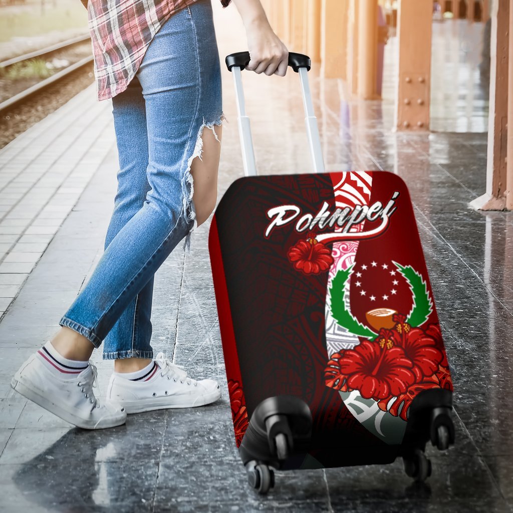 Pohnpei Micronesia Luggage Covers - Coat Of Arm With Hibiscus - Polynesian Pride