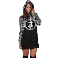 Guam Women Hoodie Dress - Guam Coat Of Arms Polynesian Black Color - Polynesian Pride