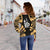 New Caledonia Women's Off Shoulder Sweater - Polynesian Tattoo Gold - Polynesian Pride