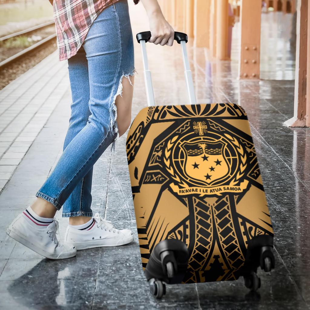Samoa Polynesian Luggage Covers - Samoa Gold Seal with Polynesian Tattoo - Polynesian Pride