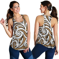 Polynesian Maori Ethnic Ornament Gold Women's Racerback Tank Top - Polynesian Pride