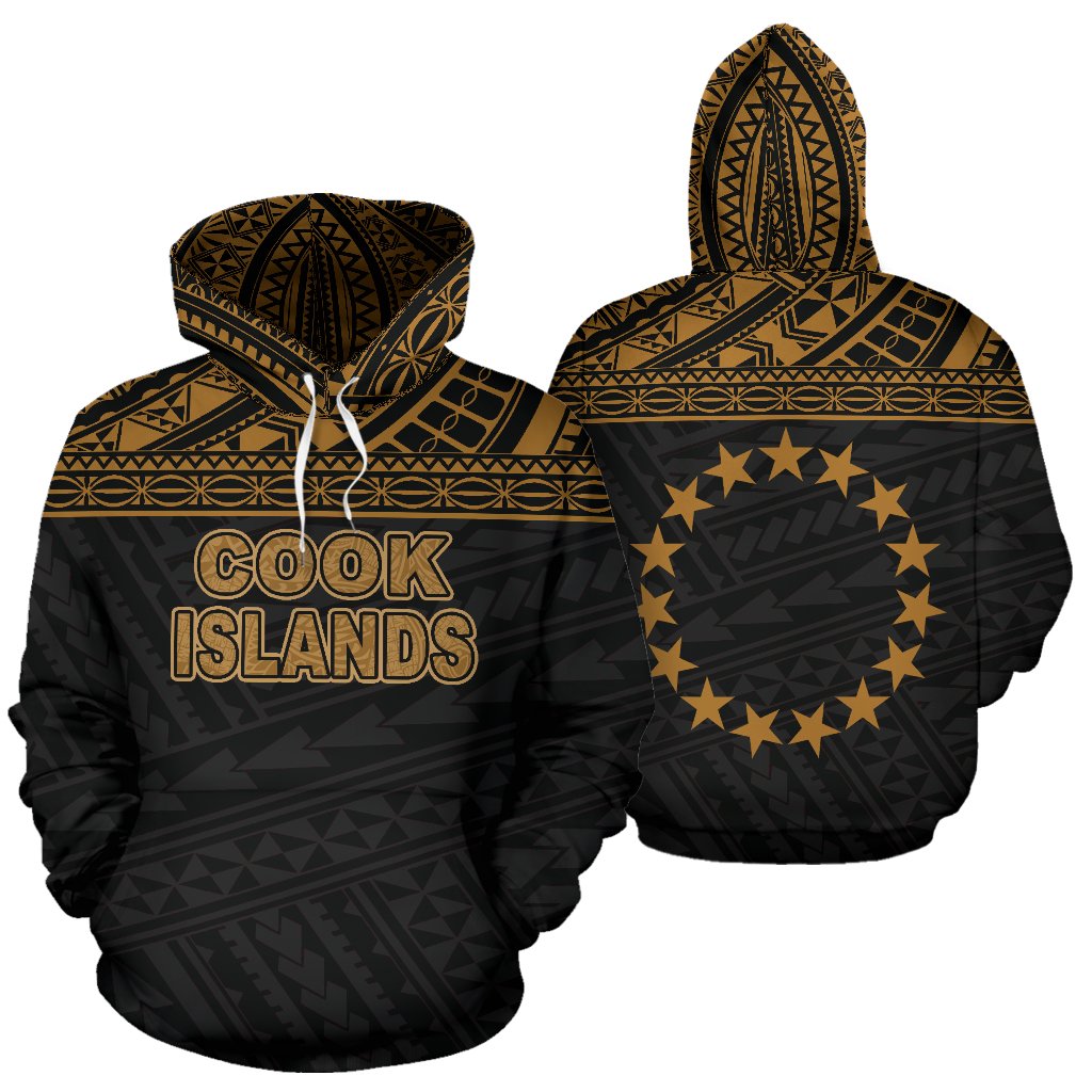 Cook Islands Polynesian Custom Hoodie Horizontal Gold Unisex Gold - Polynesian Pride