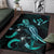 Kosrae Polynesian Area Rugs - Turtle With Blooming Hibiscus Turquoise - Polynesian Pride