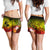 Tonga Custom Personalised Women's Shorts - Humpback Whale with Tropical Flowers (Yellow) - Polynesian Pride