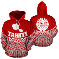 Tahiti Polynesian Hoodie Red Pride Map nd Seal Unisex Red - Polynesian Pride