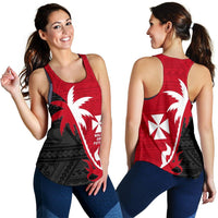 Wallis and Futuna Coconut Tree Women's Racerback Tank Black - Polynesian Pride