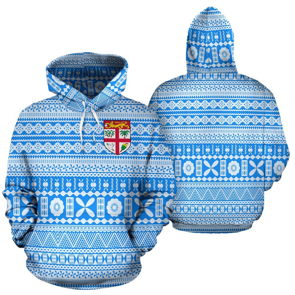 Fiji Tapa Blue Hoodie - Polynesian Pride