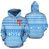 Fiji Tapa Blue Hoodie - Polynesian Pride