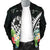 Tonga Men's Bomber Jacket - Tonga Caledonia Coat of Arms & Polynesian Tropical Flowers White - Polynesian Pride