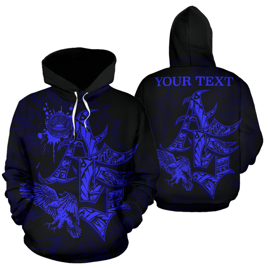 American Samoa Polynesian Custom Hoodie Eagle Coat of rms Blue Unisex Blue - Polynesian Pride