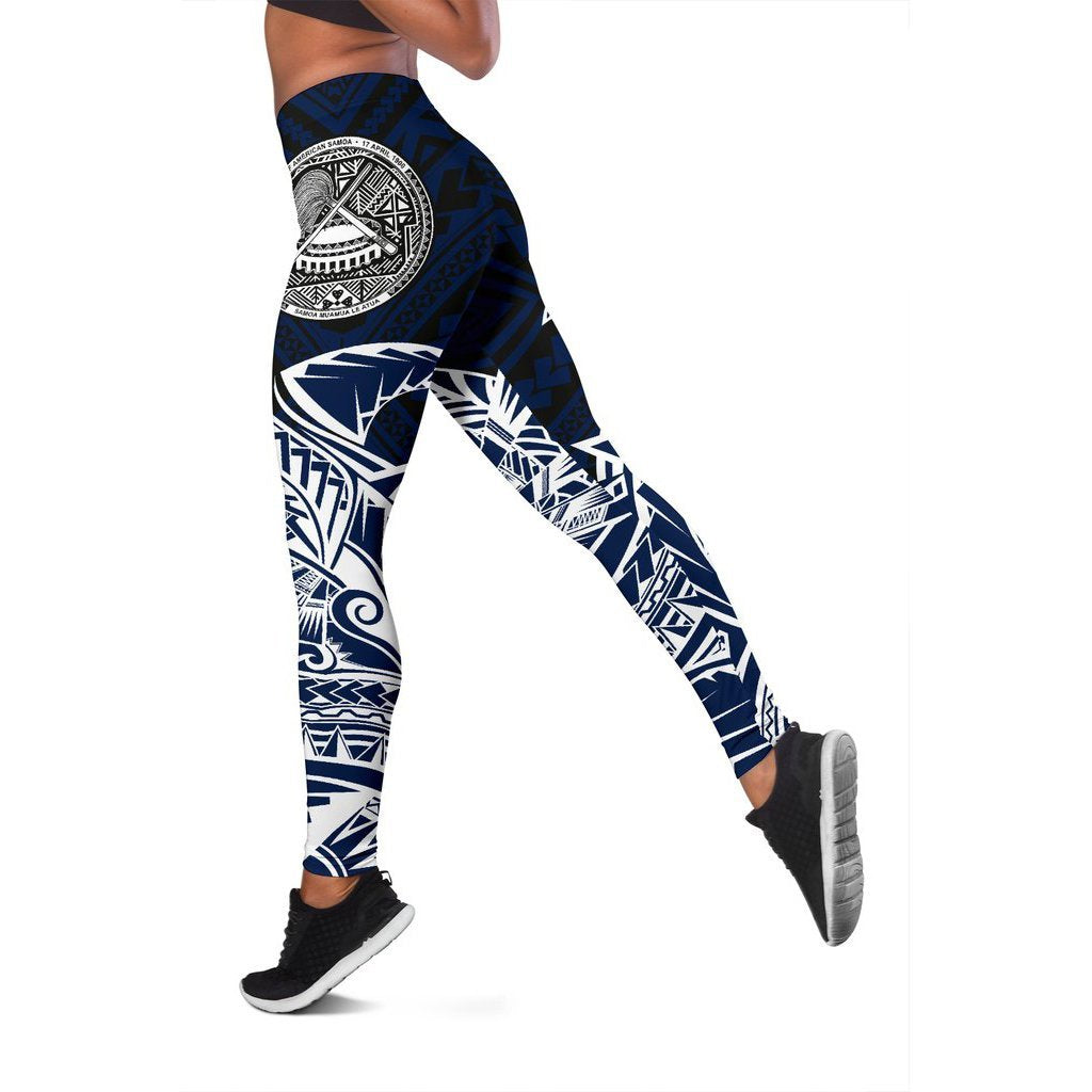 American Samoa Premium Leggings A7 Blue - Polynesian Pride