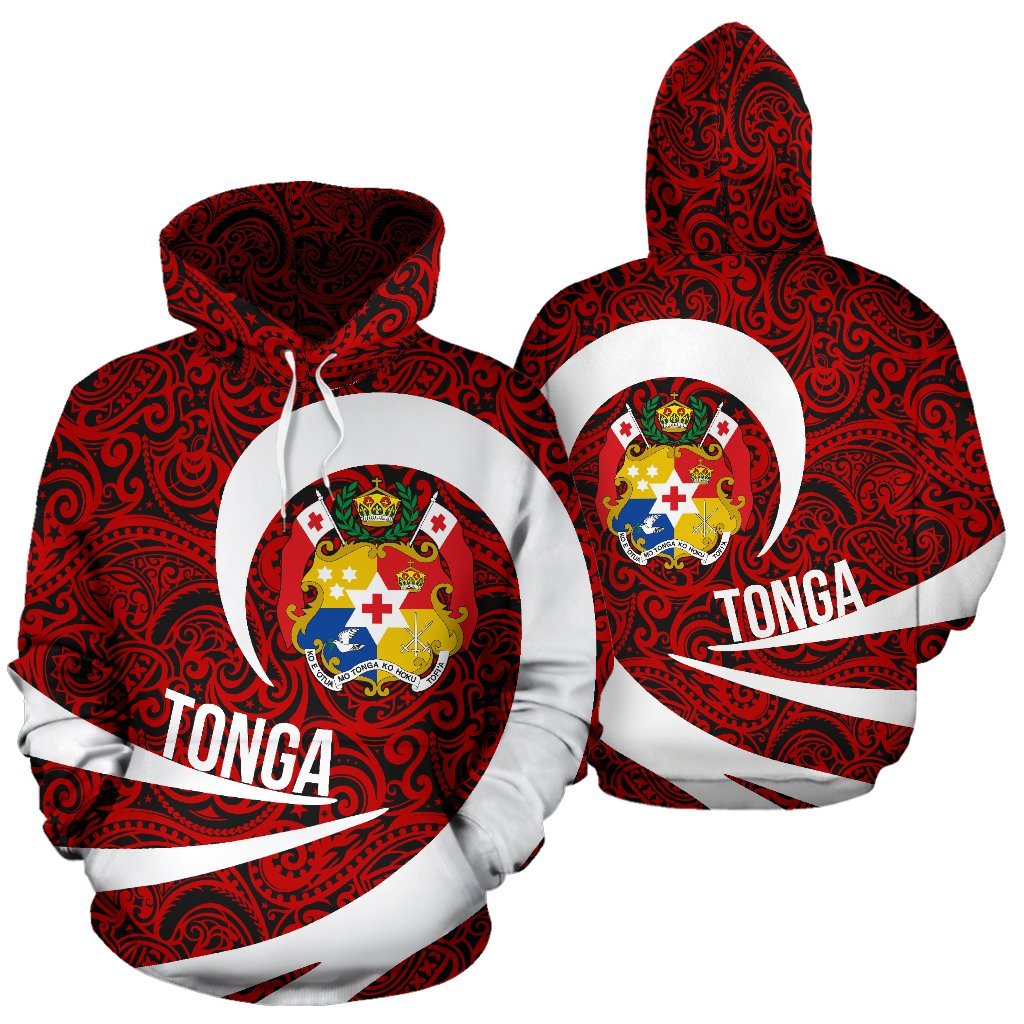 Tonga Hoodie Tonga Coat of Arms Roll Into Polynesian Tattoo Unisex Black - Polynesian Pride